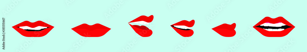 set of mouth modern cartoon icon design template with various models. vector illustration isolated on blue background set of mouth modern cartoon icon design template with various models. vector illustration isolated on blue background
