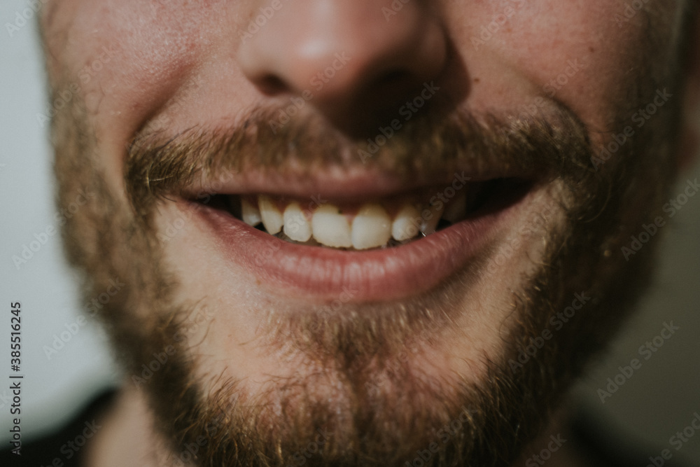 Close-up cropped portrait of nice bearded attractive cheerful cheery well-groomed guy, beaming shine teeth. Close-up cropped portrait of nice bearded attractive cheerful cheery well-groomed guy, beaming shine teeth.