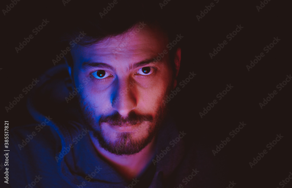 Neon portrait of a young attractive man Neon portrait of a young attractive man