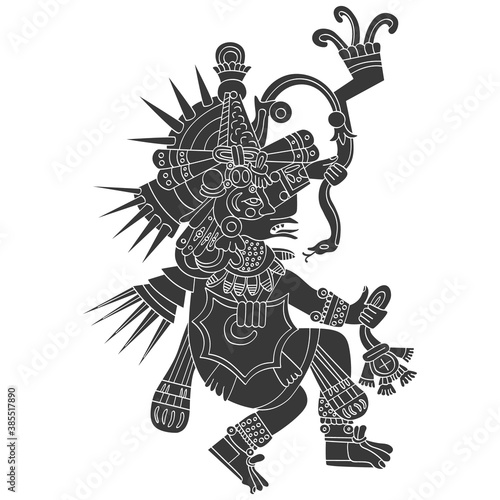 vector icon with Quetzalcoatl the Aztec god of wind and air