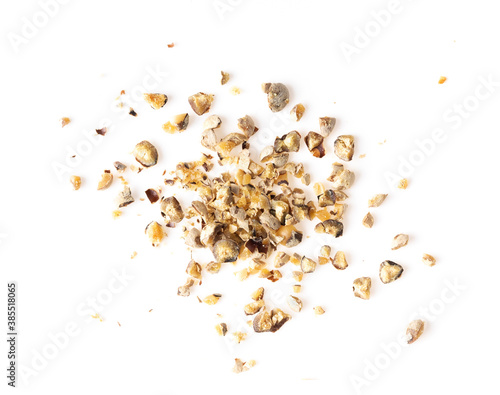 Ground white pepper on a white background top view