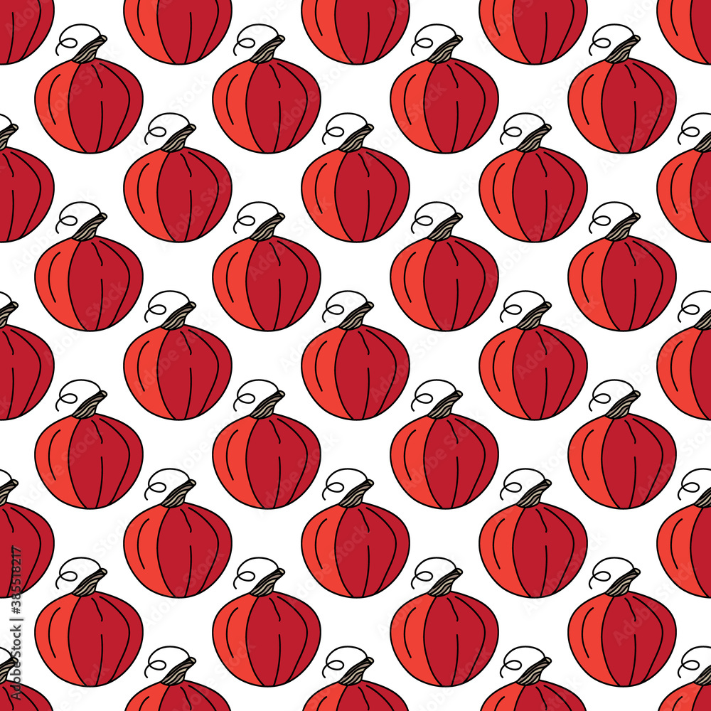 Vector seamless pattern with pumpkins isolated on white. Autumn and Halloween concept. Healthy, organic food Vector seamless pattern with pumpkins isolated on white. Autumn and Halloween concept. Healthy, organic food