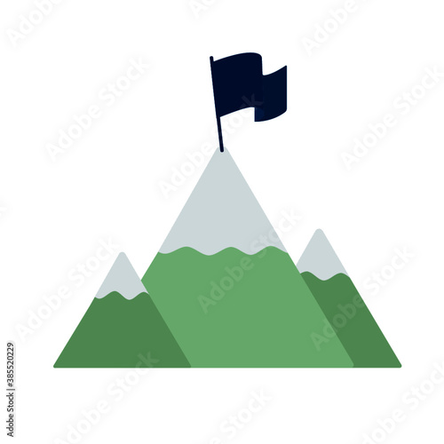 Mountain with flag on top