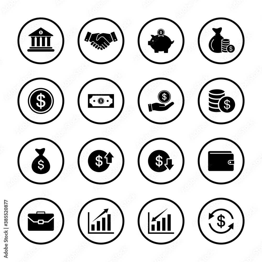 business finance icon set. money icon vector business finance icon set. money icon vector