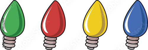 New Year, Christmas, garland, light bulbs: yellow, blue, red, green