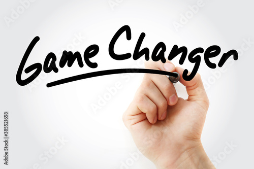 Game Changer text with marker, business concept background