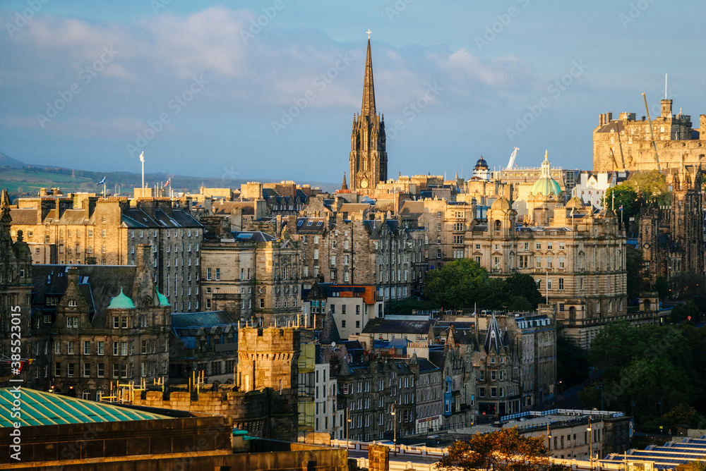 Edinburgh city skyline from Calton Hill., United Kingdom - obrazy, fototapety, plakaty 