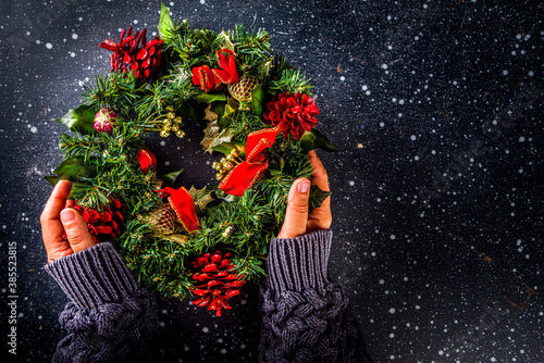 Obraz na płótnie Christmas wreath with fir branches
