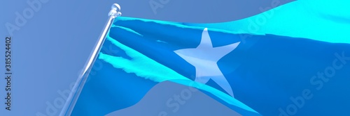 3D rendering of the national flag of Somalia waving in the wind