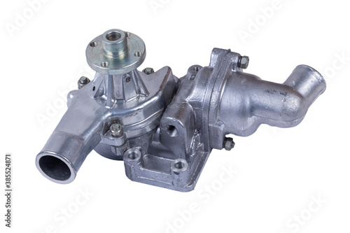 water pump in the engine forces the liquid flow in the cooling system
