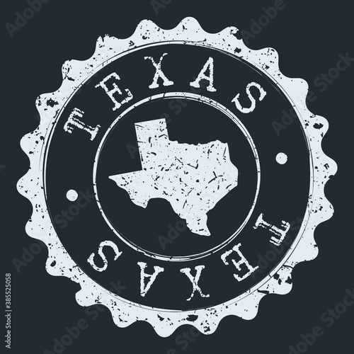 Texas Map Seal. Silhouette Postal Passport Stamp. Round Vector Icon Postmark.