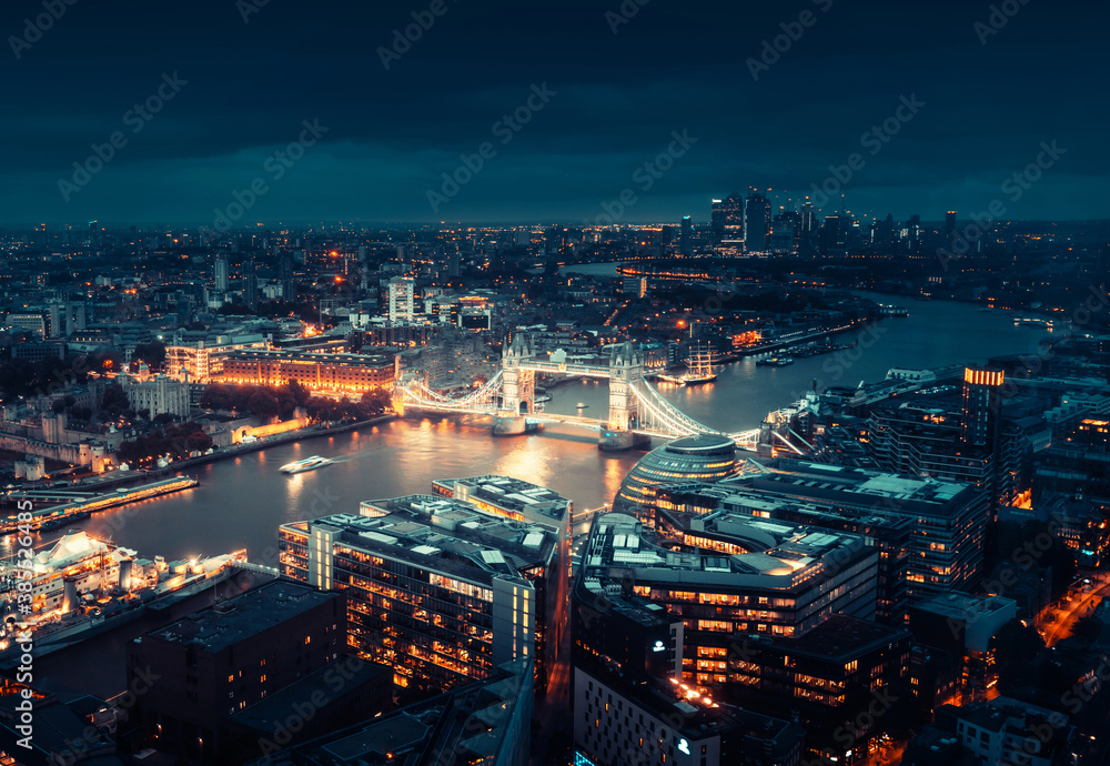 Fototapeta premium London aerial view with Tower Bridge, UK
