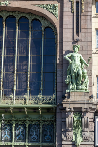 The statue of Mercury on the house of the Eliseev family. Petersburg