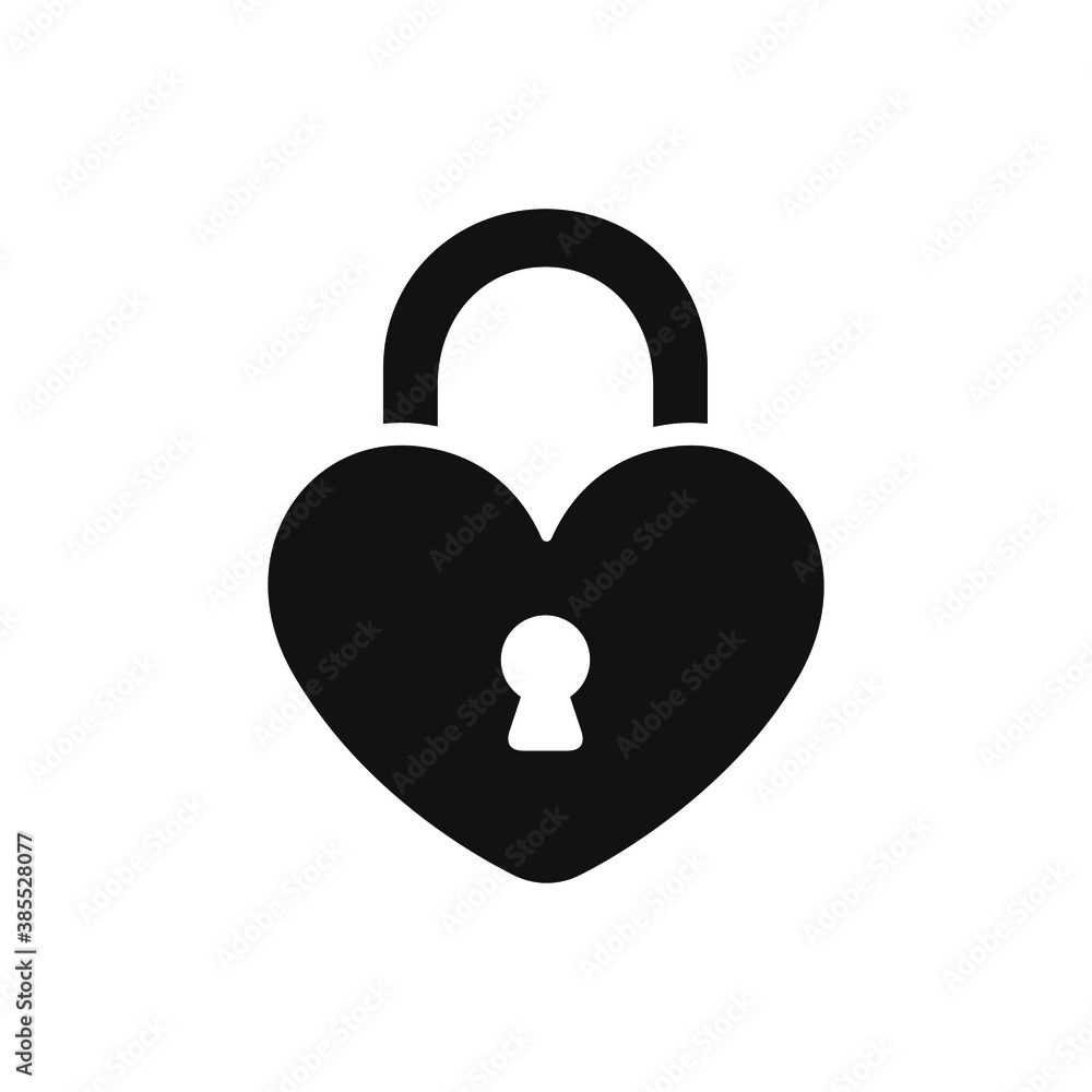 Cute heart shaped padlock black silhouette icon design. Simple flat cartoon vector art illustration. Cute heart shaped padlock black silhouette icon design. Simple flat cartoon vector art illustration.