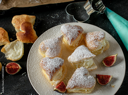 cream puffs in a heart shape photo