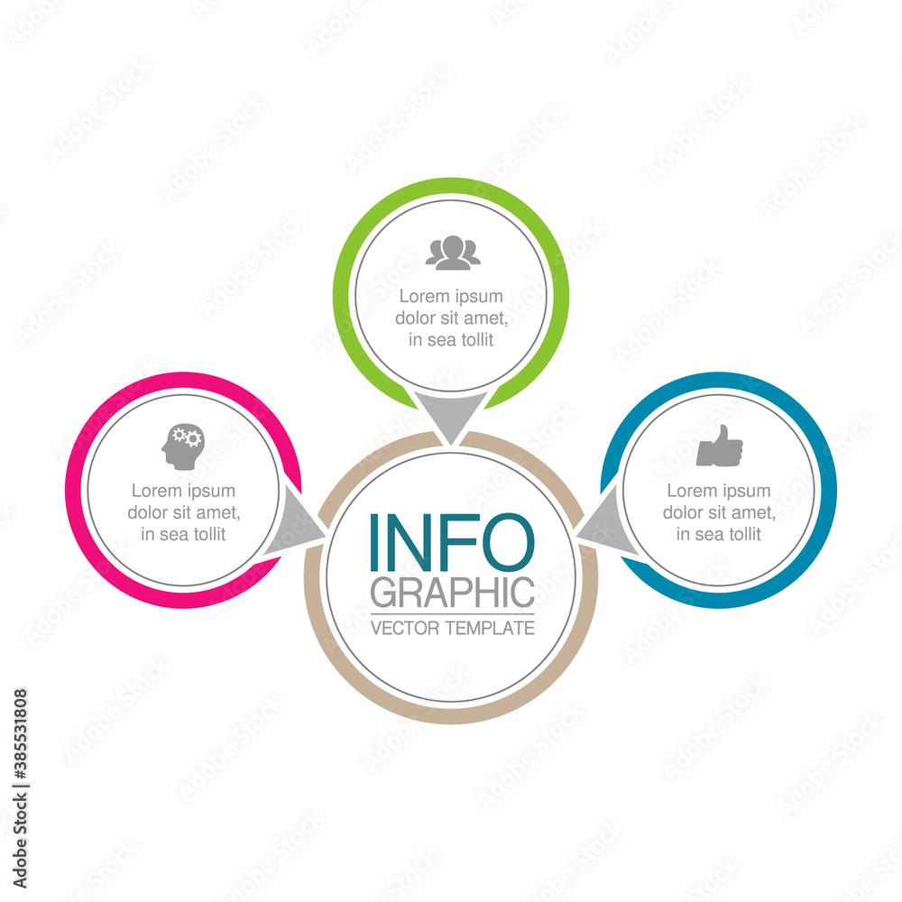 Vector infographic template, circle with 3 steps or options. Data presentation, business concept design for web, brochure, diagram. Vector infographic template, circle with 3 steps or options. Data presentation, business concept design for web, brochure, diagram.