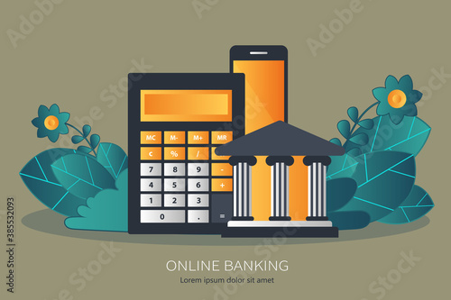Internet banking, online mobile banking. Flat vector illustration