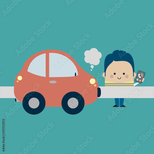 car breackdown - Kawaii cartoon character illustration