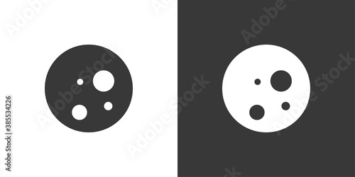 Moon phase. Full Moon. Isolated icon on black and white background. Weather vector illustration