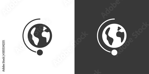 Moon rotation around the Earth. Third quarter phase. Isolated icon on black and white background. Weather vector illustration