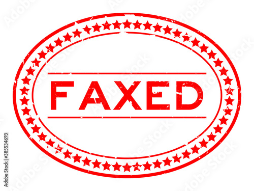 Grunge red faxed word oval rubber seal stamp on white background
