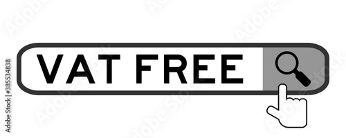 Search banner in word VAT (value added tax) freewith hand over magnifier icon on white background