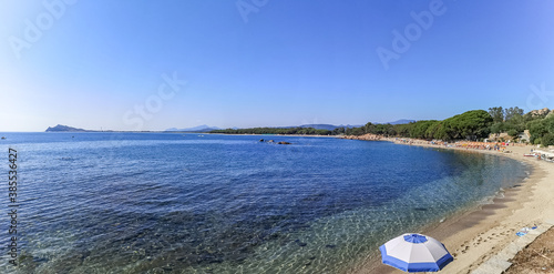 Ultra wide panorama of the beach of Santa Maria Navarrese in Sardinia