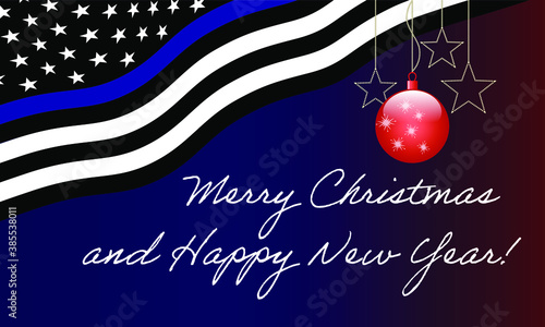 Christmas poster with American police flag background