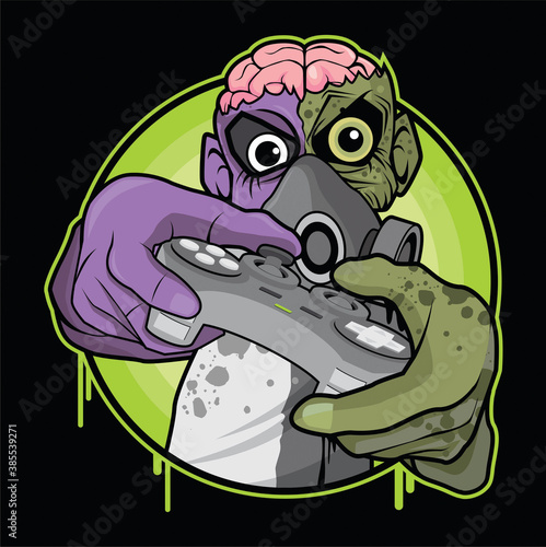 Zombie Gamer Vector Illustration - Zombie Game