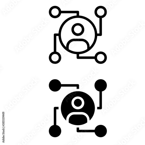 Globe and people network connection icon vector set. communication illustration sign collection. management symbol.