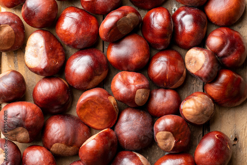 A close up of Horse Chestnuts