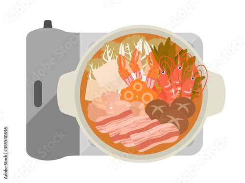 キムチ鍋料理のイラスト