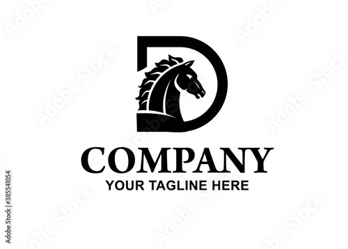 initial letter d with horse logo monogram vector illustration