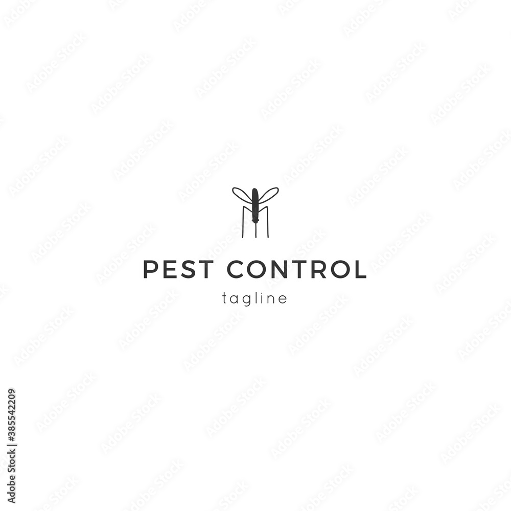 Vector insect icon, a mosquito. Hand drawn simple minimal logo template.