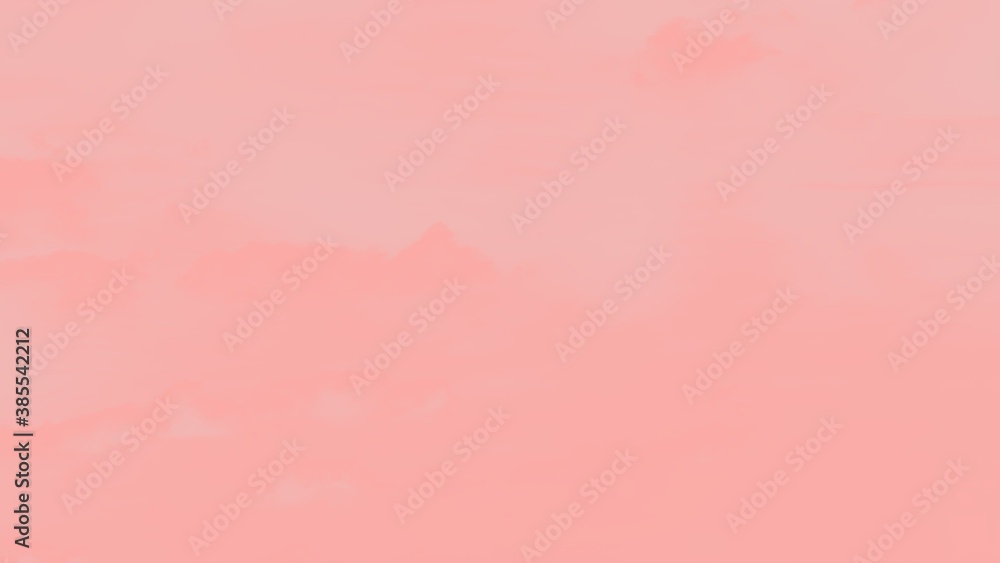 Abstract pastel pink coral color sky background with clouds, panorama