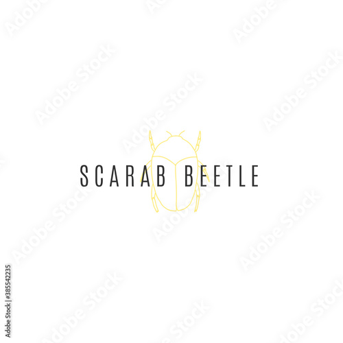 A scarab beetle. Vector minimal logo template. Hand drawn illustration, insects.