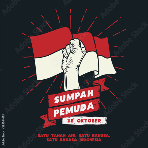 Hari Sumpah Pemuda, 28 Oktober. Translation : October 28, Happy Day Youth Pledge of Indonesia. vector illustration.