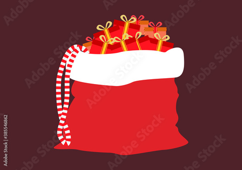 Saco de papa nóel con regalos.
