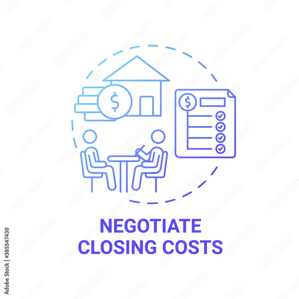 Negotiate closing costs concept icon. Firsttime homebuyer tip idea