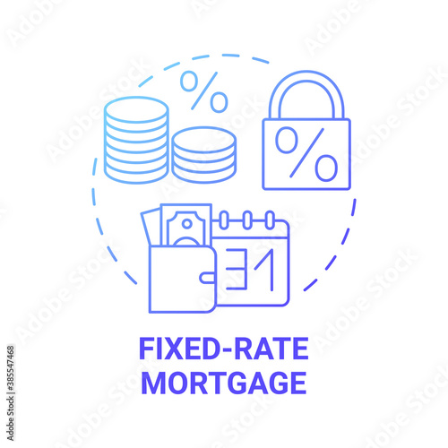 Fixed-rate mortgage concept icon. Primary loan type idea thin line illustration. Fully amortizing mortgage loan. FRM type. Remortgaging deals. Vector isolated outline RGB color drawing