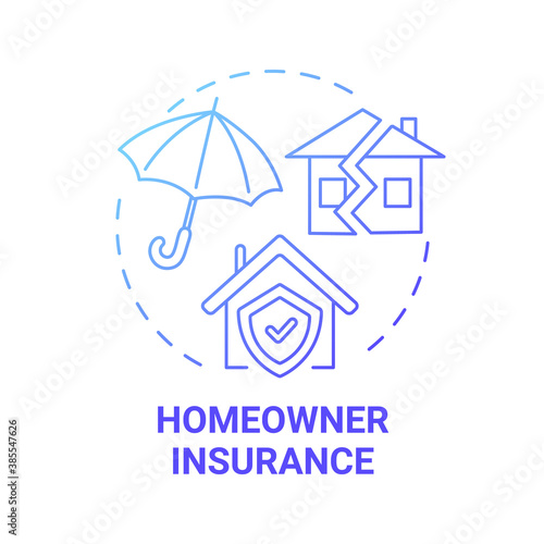 Homeowner insurance concept icon. Mortgage payment element idea thin line illustration. Home protection. Damages and losses covering. Home warranty. Vector isolated outline RGB color drawing