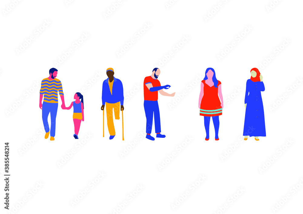 People in various shapes and sizes and lifestyle - illustration