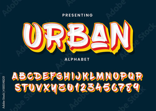 Urban modern 3d alphabet font collection. Pop art culture typography