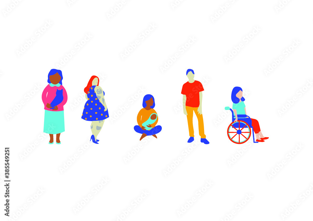 Fototapeta premium People in various shapes and sizes and lifestyle - illustration