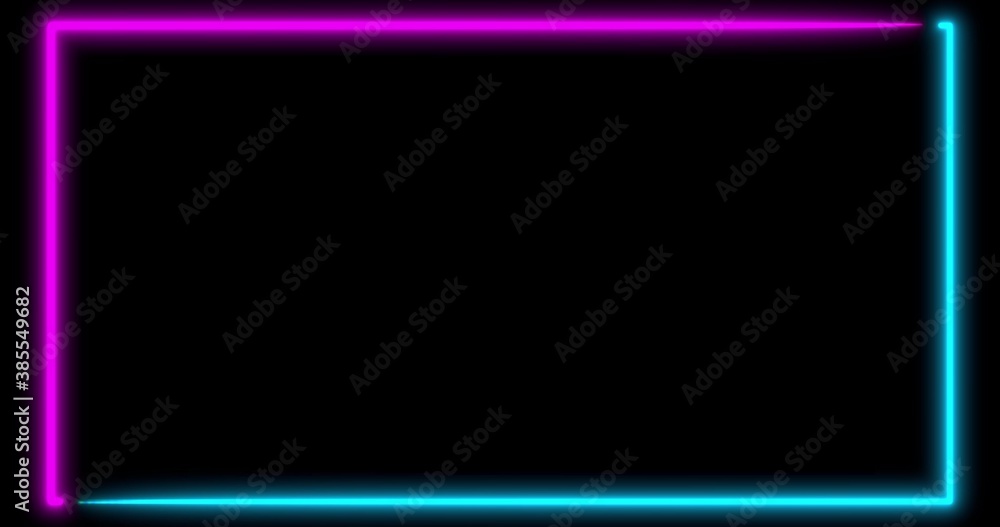 Neon background with LED frame screens. Fluorescent abstract blue, purple color. . 3D illustration