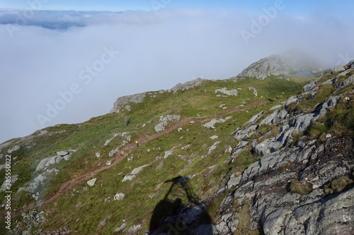 mountain landscape with gondola shadow