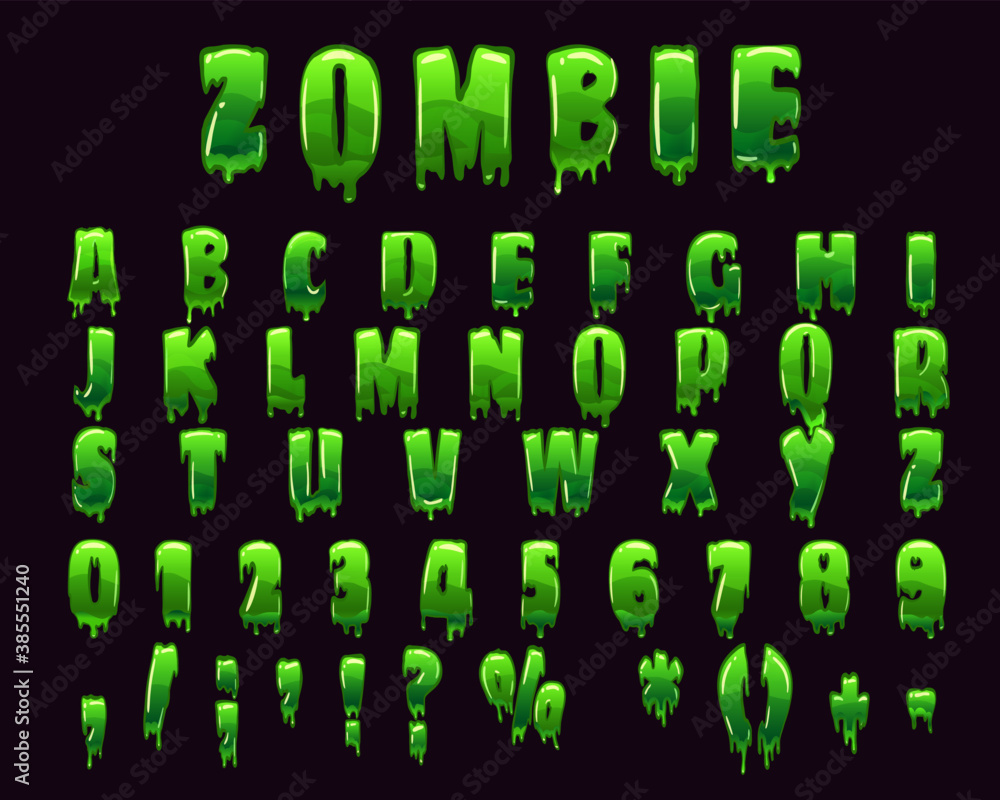 zombie alphabet letter C. Halloween font. 3D Rendering Stock Photo