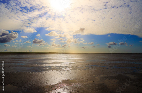 The Wadden Sea National Park near the Peninsula Nordstrand in Germany, Europe photo