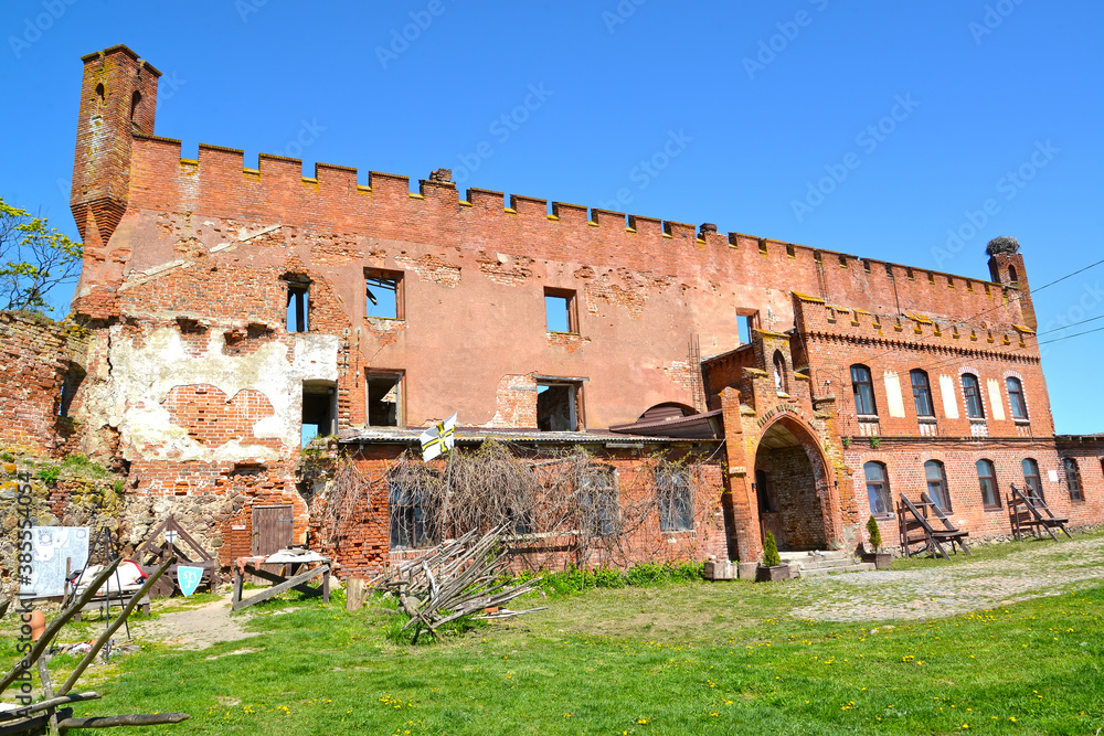 KALININGRAD REGION, RUSSIA.  View of the outbuilding of Shaaken Castle, XIII century