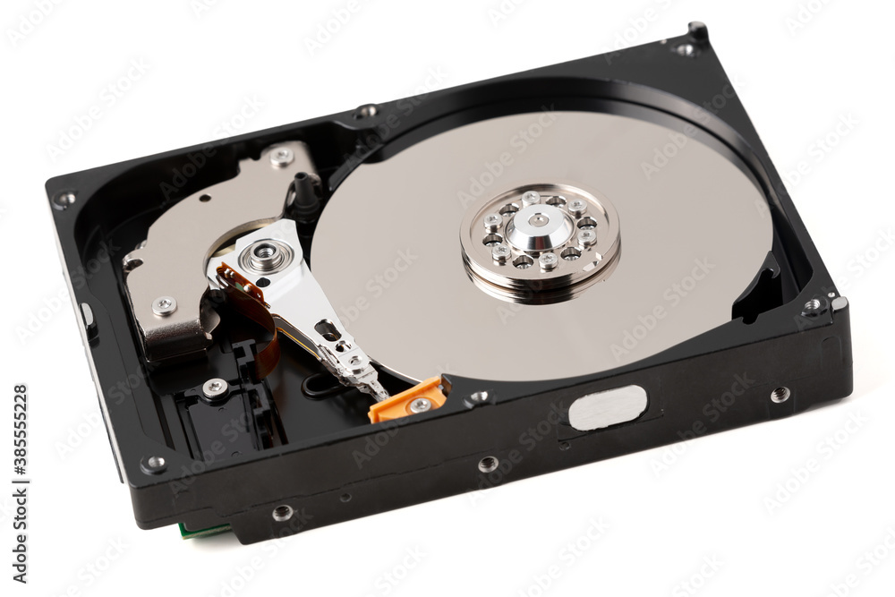 disassembled hard disk drive isolated on white background disassembled hard disk drive isolated on white background